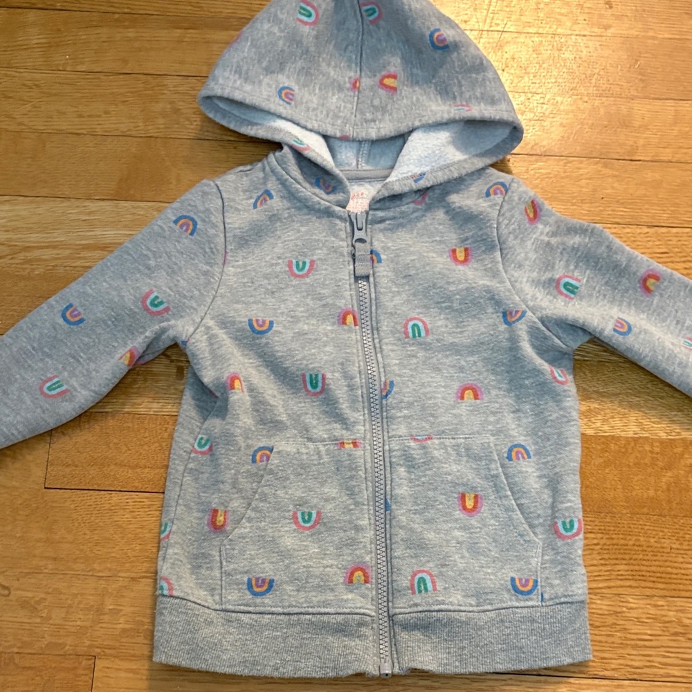 Cat & Jack Heather Gray Rainbow Zip Hoodie - Multicolor Accents